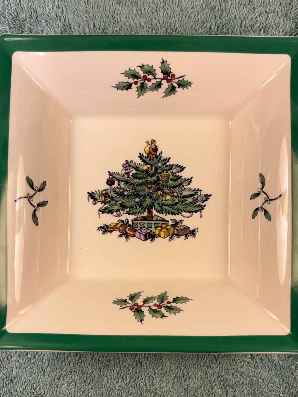 Vintage Spode Christmas Tree Square Tray NIB Made in England Serving Bowl S3324
